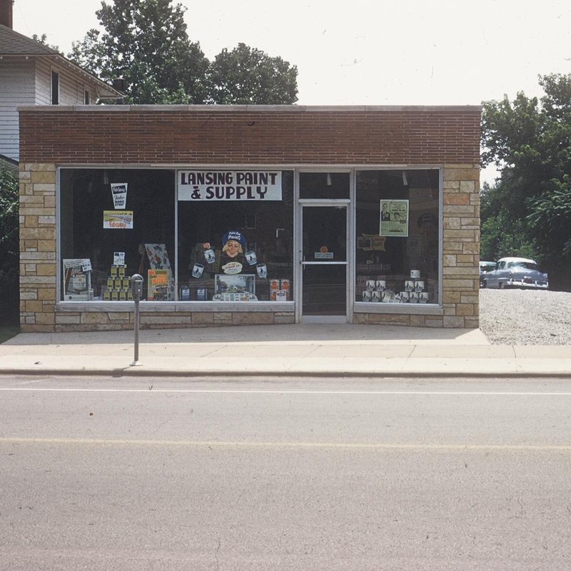 Historic photo of the original Towne Interiors storefront